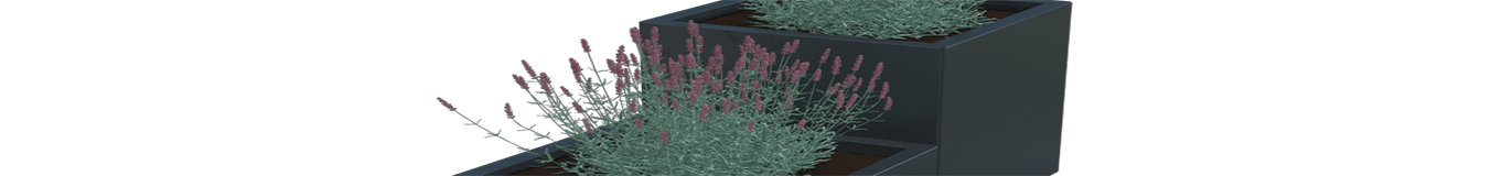 Blomlådor i nivåer i pulverlackerat stål Blomlådor i nivåer i pulverlackerat stål