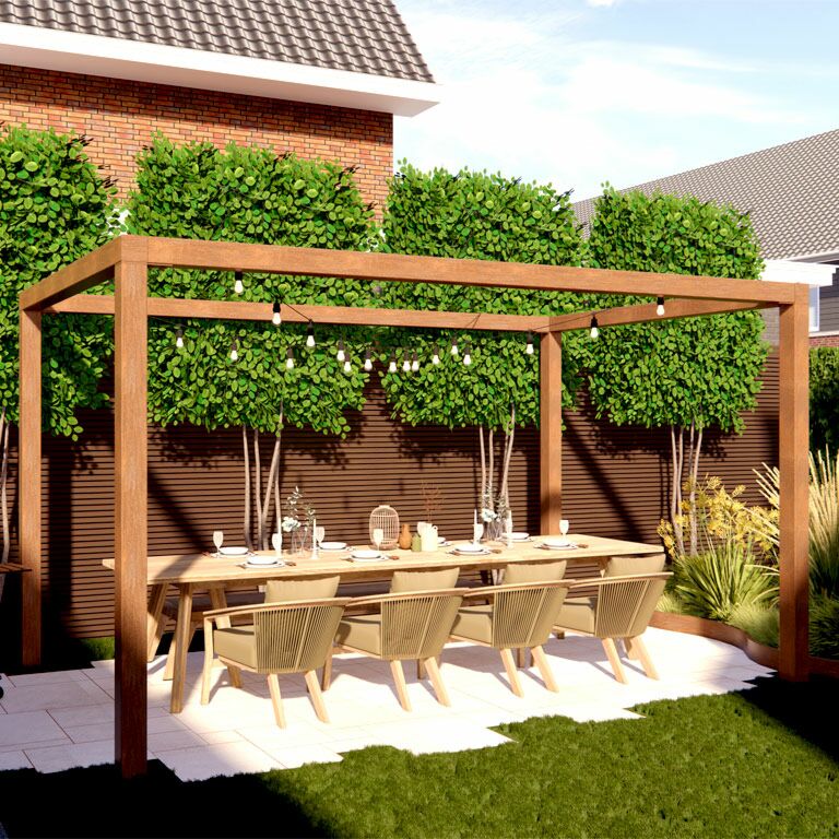 Konstruktion pergola i cortenstål, fyrkantig 224 x 200 cm