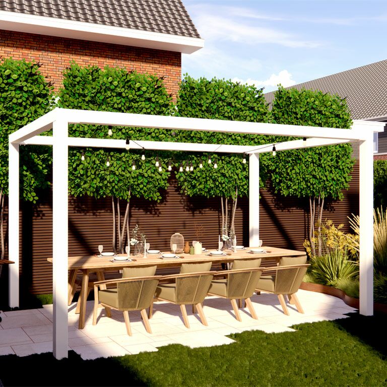 Konstruktion pergola i pulverlackerat stål, fyrkantig 224 x 200 cm