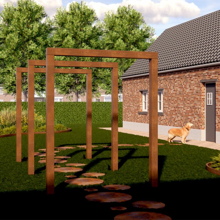 Rak pergola i cortenstål 400 cm
