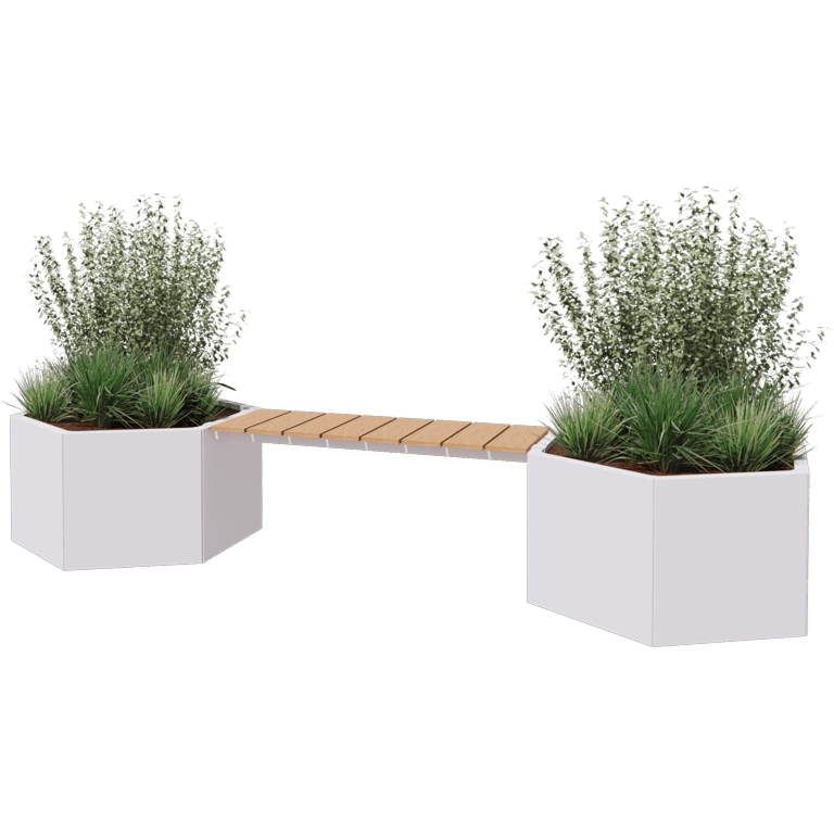 Gepoedercoat staal plantenbak met bankje Vegas Denver