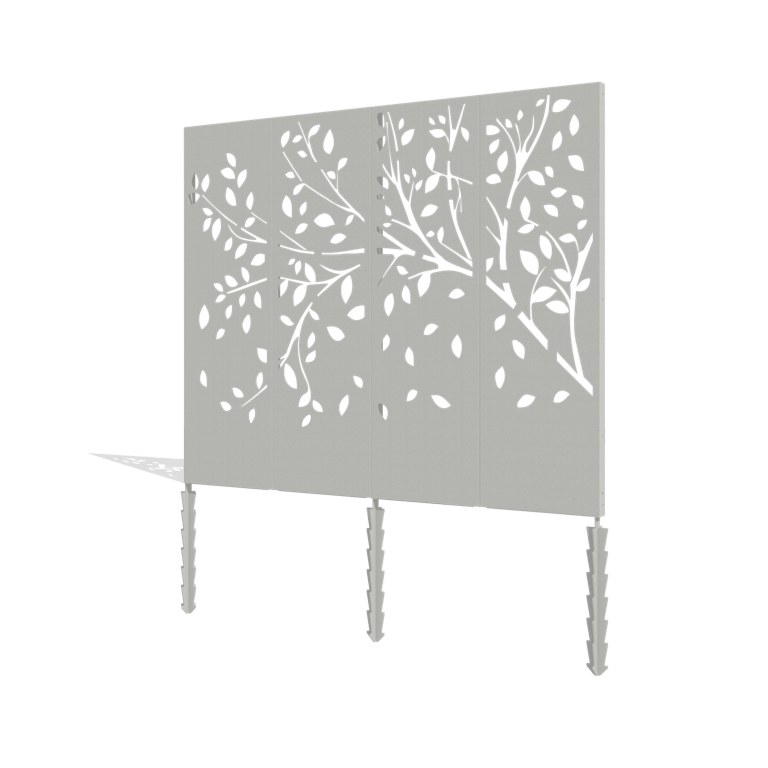 Skärmvägg i pulverlackerad stål träd komplett set 240 x 6 x 190 cm