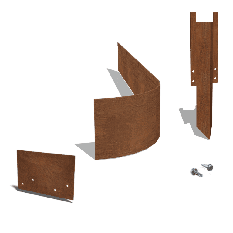 Trädgårdskant tillplanad cortenstål FLEX 23 cm komplett set per 24 meter