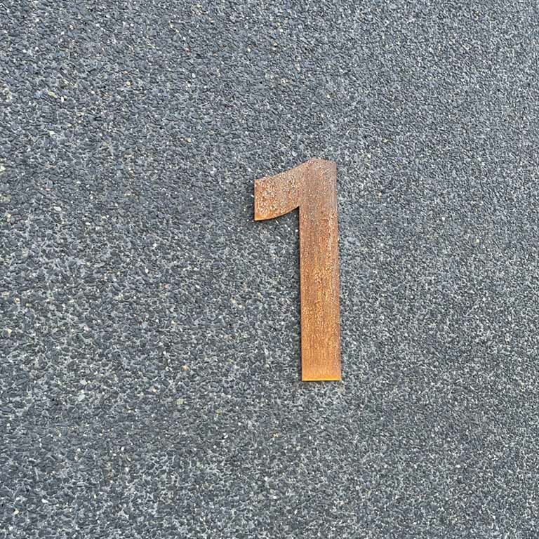 Cortenstål husnummer 1 - 30 cm