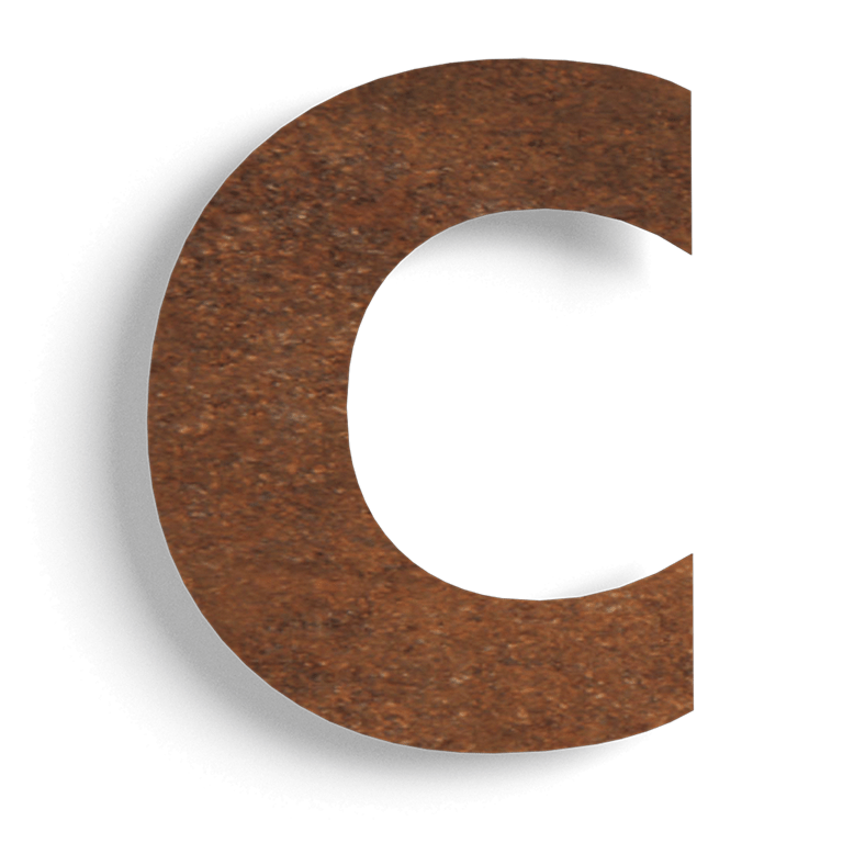 Cortenstål husnummer c - 15 cm