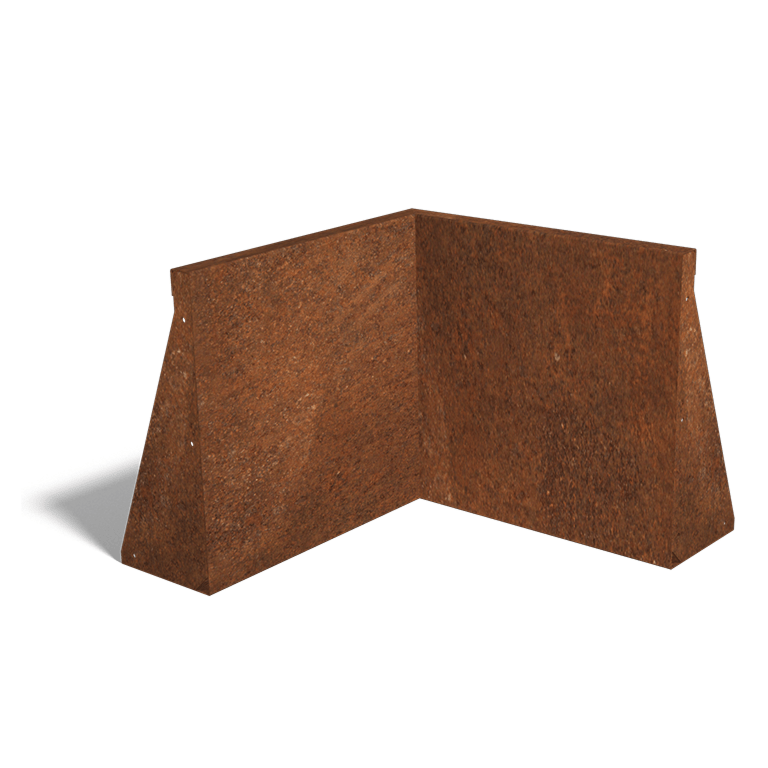 Cortenstål stödmur innerhörn 50 x 50 cm (höjd 50 cm)
