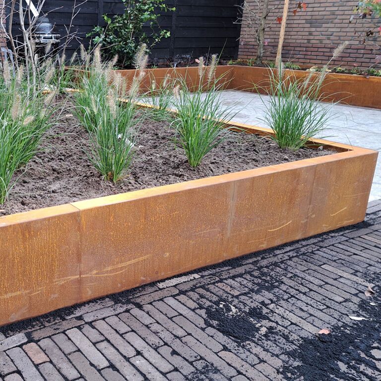 Cortenstål stödmur rak 150 cm (höjd 40 cm)