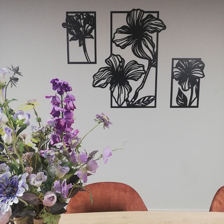 Blommor Väggdekoration av metall 3 delar