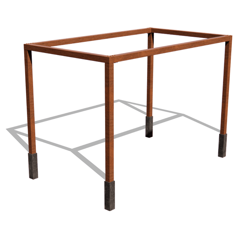 Konstruktion pergolafirkant i cortenstål 424 x 250 cm
