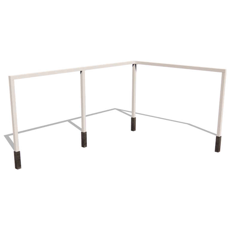 Bänkar i vinkel pergola i pulverlackerat stål 600 x 412 cm