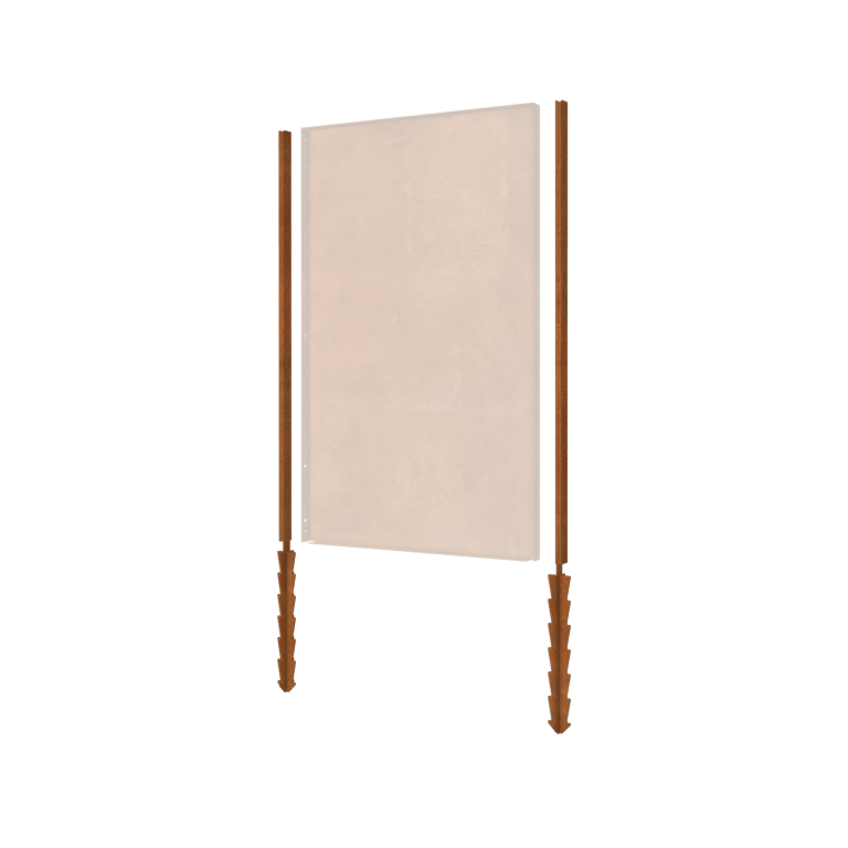Stolpe i cortenstål rak jordankare med 190 x 6 x 3 cm