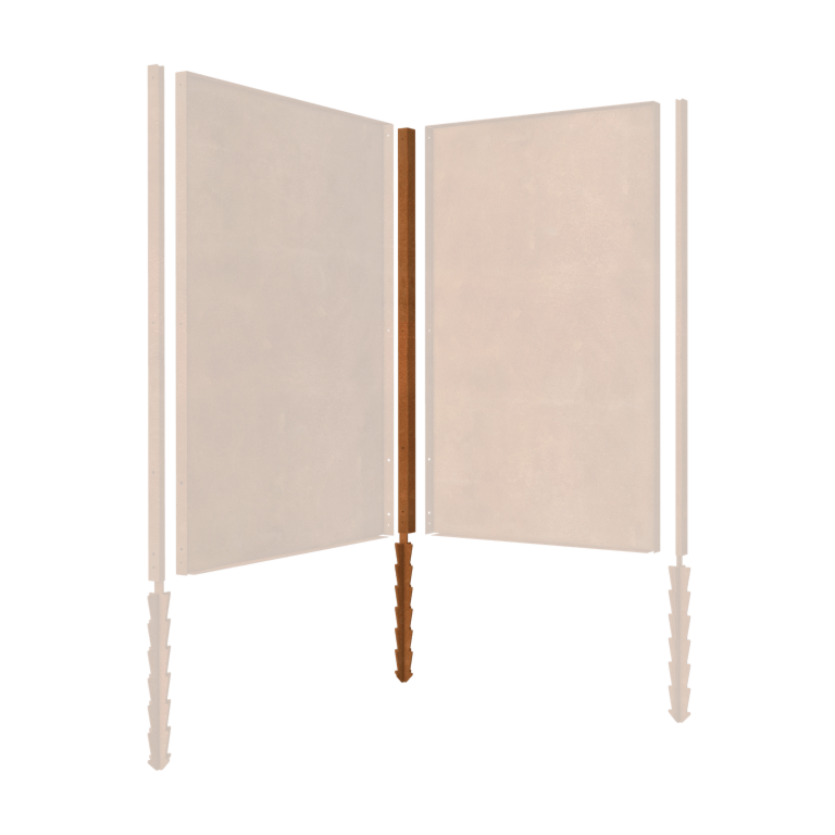 Stolpe i cortenstål jordankare hörn med 190 x 6 x 6 cm