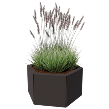 Kruka i stål - Sexkant - 59,3 x 52 x 40 cm - RAL9005 matt (svart) - Utan bottenplatta