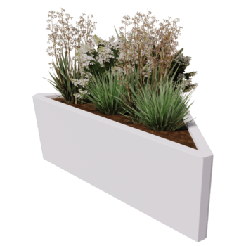 Kruka i stål - Triangel oliksidig - 112,2 x 60,5 x 40 cm - RAL9005 matt (svart) - Utan bottenplatta