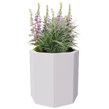 Kruka i stål - Åttakant - 48,3 x 48,3 x 40 cm - RAL9005 matt (svart) - Med bottenplatta