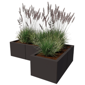 Kruka i stål - L-form - 120 x 80 x 60 cm - Annan RAL-färg - Utan bottenplatta