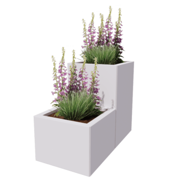 Kruka i stål - 2-delad Trappmodell - 80 x 40 x 60 cm - RAL9005 matt (svart) - Utan bottenplatta