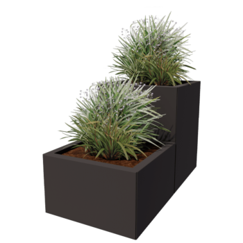 Kruka i stål - 2-delad Trappmodell - 100 x 50 x 60 cm - Annan RAL-färg - Utan bottenplatta