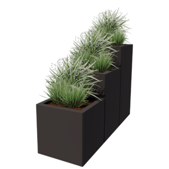 Kruka i stål - 3-delad Trappmodell - 120 x 40 x 80 cm - Annan RAL-färg - Med bottenplatta