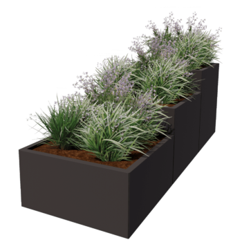 Kruka i stål - 3-delad Trappmodell - 240 x 80 x 80 cm - RAL9010 matt (vit) - Utan bottenplatta