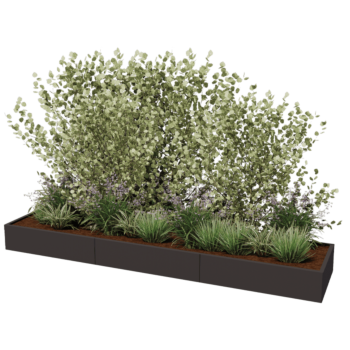 Kruka i stål XXL - Rektangel - 360 x 80 x 80 cm - Annan RAL-färg - Utan bottenplatta