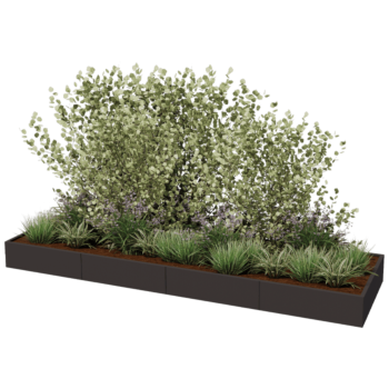 Kruka i stål XXL - Rektangel - 400 x 120 x 80 cm - RAL9010 matt (vit) - Med bottenplatta