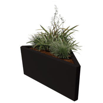 Kruka i stål - Triangel oliksidig - 83,9 x 46,4 x 40 cm - RAL9010 matt (vit) - Utan bottenplatta
