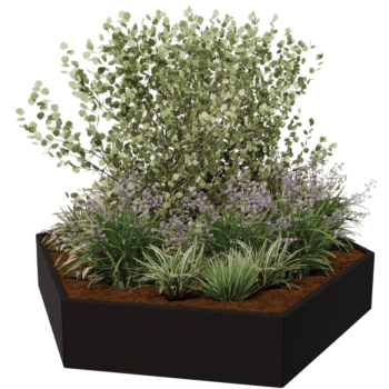 Kruka i stål - Sexkant - 239,3 x 207,8 x 30 cm - RAL9010 matt (vit) - Utan bottenplatta