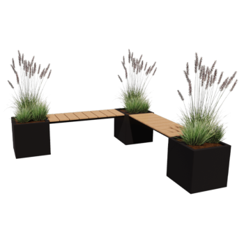 Kruka i stål - Fyrkant - Hörnuppställning - 221,2 x 221,2 x 50 cm - Annan RAL-färg - Med bottenplatta - Med bänk