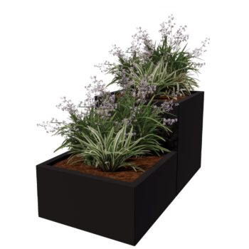 Kruka i stål - 2-delad Trappmodell - 120 x 60 x 60 cm - RAL9010 matt (vit) - Med bottenplatta