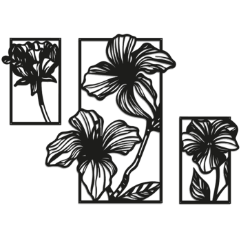 Blommor Väggdekoration av metall 3 delar
