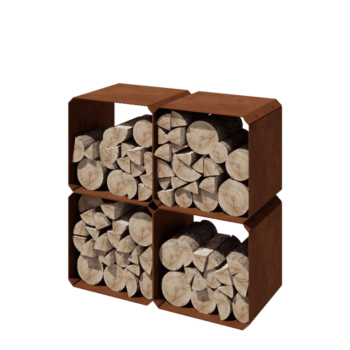 Vedställ i cortenstål - Colorado 4 stycken - 40 x 40 x 40 cm