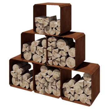 Vedställ i cortenstål - Colorado 6 stycken - 40 x 40 x 40 cm