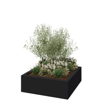 Kruka i polyester - Fyrkant - 120 x 120 x 40 cm - RAL7021 matt (svartgrå) - Med botten