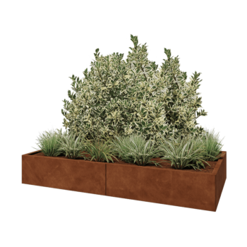 Kruka i cortenstål XXL - Rektangel - 200 x 100 x 30 cm - Utan bottenplatta