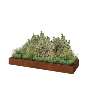 Kruka i cortenstål XXL - Rektangel - 320 x 100 x 30 cm - Utan bottenplatta