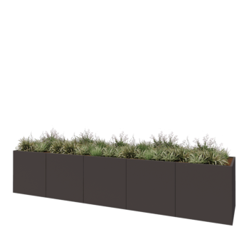 Kruka i stål XXL - Rektangel - 500 x 100 x 100 cm - Annan RAL-färg - Med bottenplatta