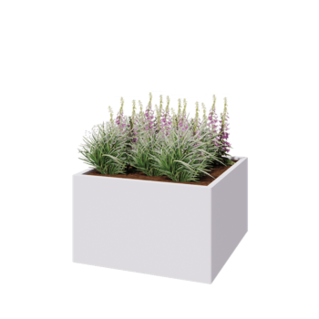 Kruka i stål - Fyrkant - 100 x 100 x 60 cm - RAL9010 matt (vit) - Utan bottenplatta