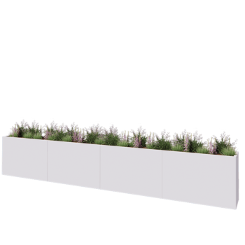 Kruka i stål XXL - Rektangel - 480 x 40 x 80 cm - RAL9010 matt (vit) - Med bottenplatta