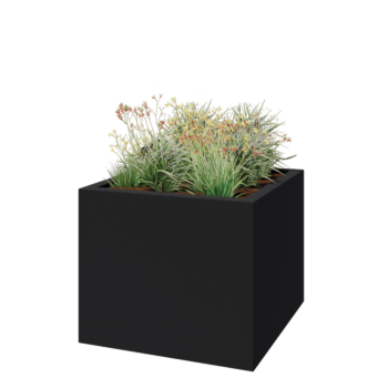 Kruka i polyester - Fyrkant - 120 x 120 x 100 cm - RAL7021 matt (svartgrå) - Med botten