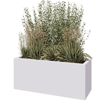 Kruka i polyester - Rektangel - 120 x 40 x 50 cm - RAL9010 matt (vit) - Med botten