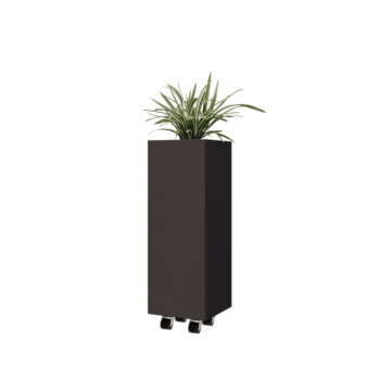 Kruka i stål - Fyrkant - 30 x 30 x 80 cm - Annan RAL-färg - Med bottenplatta - Med hjul