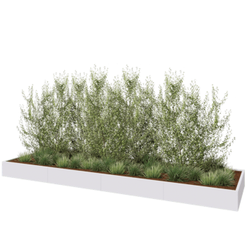 Kruka i stål XXL - Rektangel - 480 x 120 x 30 cm - RAL9010 matt (vit) - Utan bottenplatta