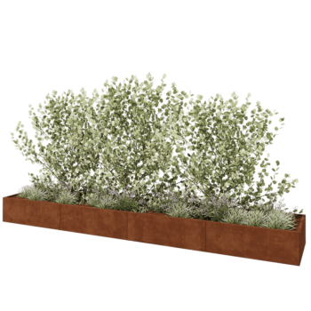 Kruka i cortenstål XXL - Rektangel - 480 x 80 x 40 cm - Utan bottenplatta