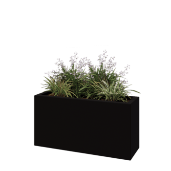 Kruka i polyester - Rektangel - 100 x 30 x 50 cm - RAL9005 matt (svart) - Med botten