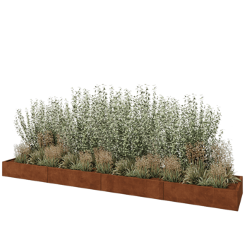 Kruka i cortenstål XXL - Rektangel - 480 x 80 x 30 cm - Utan bottenplatta