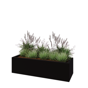 Kruka i polyester - Rektangel - 150 x 50 x 40 cm - RAL9005 matt (svart) - Med botten