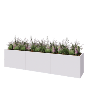 Kruka i stål XXL - Rektangel - 360 x 60 x 80 cm - RAL9010 matt (vit) - Utan bottenplatta