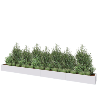 Kruka i stål XXL - Rektangel - 480 x 40 x 30 cm - RAL9010 matt (vit) - Med bottenplatta