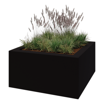 Kruka i polyester - Fyrkant - 160 x 160 x 80 cm - RAL9005 matt (svart) - Med botten